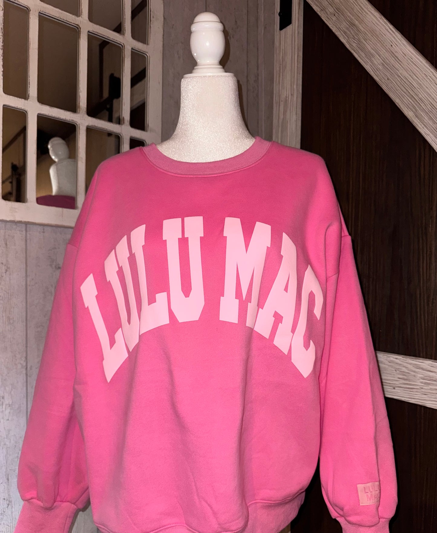 LULU MAC Hot Pink Puff Sweatshirt